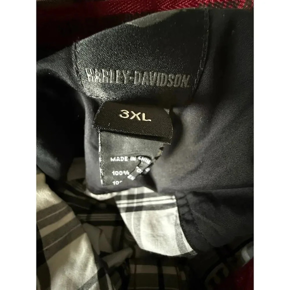 Harley Davidson Mens 3XL Plaid Woven Short Sleeve Shirt - Picture 9 of 10